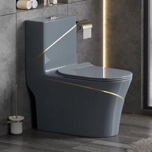 Baño de lujo Inodoro negro Gran diámetro Súper remolino Flushing Estilo moderno <span class=keywords><strong>Toiler</strong></span> de una pieza para apartamentos Colorido - Product Image 4