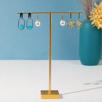 Présentoir à bijoux en métal doré pour colliers avec logo personnalisé et service OEM/ODM, petit support en T pour usage en magasin ou dans un placard