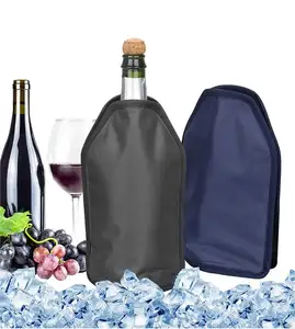 Saco de gelo de gel para vinho tinto, saco de gelo com isolamento térmico para acampamento ao ar livre, suporte para garrafa de vinho e cerveja, ideal para uso em balde de champanhe