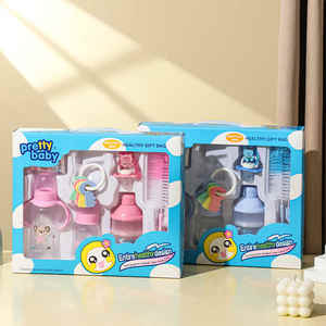 Logo personnalisé coffret cadeau bouteille nouveau-né PP bouteille brosse jouet lait en poudre grille sucette coton-tige ensemble de 8 pièces - Product Image 2