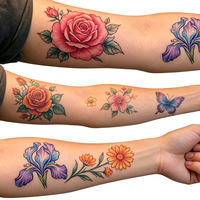 Tatouages temporaires en papier à transfert d'eau Kemeng Indian White Face Body Art Sexy, motifs floraux roses tribaux