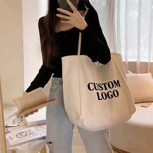 Sac fourre-tout en toile surdimensionné écologique pour femmes, en coton biologique réutilisable, avec logo personnalisé, fermeture éclair, motif de dessin animé, pour le quotidien et le week-end - Product Image 2