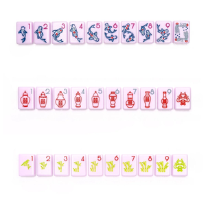 Jeu de tuiles de mahjong de luxe en acrylique, violet et rose, avec pieds pliants en métal, automatique, pour 4 joueurs, jeu pour enfants - Product Image 3