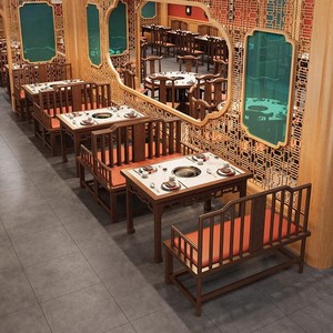 Nueva Restaurante de <span class=keywords><strong>Cocina</strong></span> Xiang de Estilo Chino, Fabricada en Guangdong, con Asientos en Cabina Junto a <span class=keywords><strong>la</strong></span> Pared, Comida Temática, Barbacoa y Hot-pot - Product Image 2