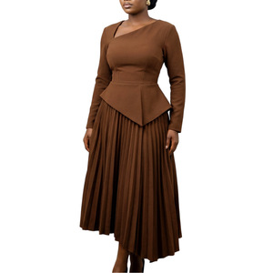 PASUXI 2026 Nuova Collezione <span class=keywords><strong>Primavera</strong></span> Abbigliamento Donna Elegante Abito Vintage con Colletto Obliquo e Vita Alta di Media Lunghezza per Signore - Product Image 6