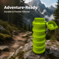 Bouteille d'eau pliable en silicone durable pour la survie, les aventures en plein air, gourde de sport pliable, anti-fuite, tasse de voyage portable