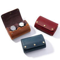 Étui de voyage pour montre en cuir véritable pour 2 montres, rangement et organisation - Sécurisé avec des coussins amovibles innovants