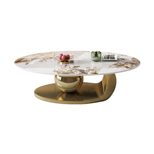 Mesa de Centro Pequeña de Metal, Estilo Retro Moderno y Lujoso, Portátil, Estilo Nórdico, Convertible, para Sala de Estar, Dormitorio o Gimnasio - Product Image 1