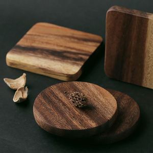 Wholesale Custom Laser Engraved Natural Albizia Wood <b>Coasters</b> Available in square and Round Shapes Perfect for Drinkware. - Product Image 1