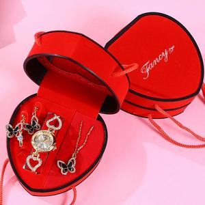 Ensemble cadeau d'affaires de luxe FX pour femmes, 5 pièces, ensemble de bijoux, montre, collier, bague, boucles d'oreilles, ensemble de montres en forme de trèfle et de cœur, pour cadeau d'entreprise - Product Image 6
