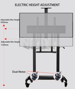 Support de télévision mobile de haute qualité sur roues avec <span class=keywords><strong>table</strong></span> de rangement hauteur réglable 1520mm-1850mm chariot de télévision à ascenseur électrique - Product Image 4