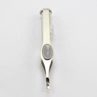 Brushed Stainless Steel Anti-Slip Grip Magnifier LED Light Eyebrow Hair Removal Plucking Tweezers