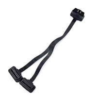 Flat+Thin 16Pin OBD 2 Extender OBD2 16 Pin ELM327 Male to Dual Female Y Splitter Elbow OBDII Extension Connector Cable