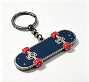 Porte-clés en métal personnalisé pour skateboard, broche émaillée, porte-clés plaqué, souvenir sportif, cadeau - Product Image 1