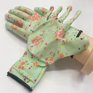 Mujeres <span class=keywords><strong>Pretty</strong></span> Gans Wear Guante de poliéster Nitrilo Plam Recubierto de flores Jardinería Seguridad Guante DE TRABAJO Protector para la construcción - Product Image 4