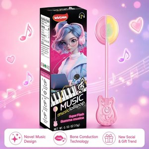סוכריית גיטרה עם שמע, תבנית עצם, מוזיקה, טעמי פירות מרובים, אריזה אישית, לילדים, להיט ברשתות חברתיות. - Product Image 5