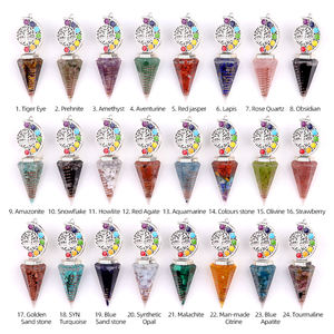 Ornamen hias Pendulum pohon kehidupan warna-warni batu kerikil batu akik emas modis alami untuk pesta untuk perawatan diagnosa - Product Image 6