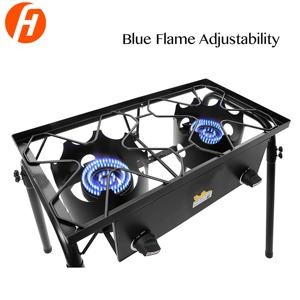 Stufa a Gas propano da esterno a doppio bruciatore con gambe regolabili per cucinare attrezzi da campeggio - Product Image 6