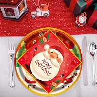Ensemble de 40 assiettes et serviettes en papier de Noël jetables, décoration de fête sur le thème du Père Noël, pour 20 personnes