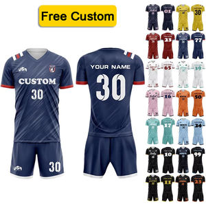 Kustom pola LOGO & nomor bernapas cepat kering Jersey sepak bola untuk pria siswa anak-anak tim kompetisi seragam sepak bola - Product Image 1