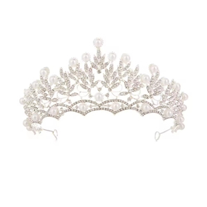 Diadema de Novia Coreana Popular con Pedrería, Accesorios de Boda, Corona de Perlas para Novia - Product Image 1