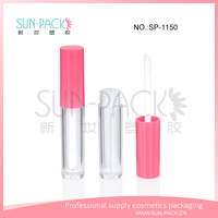 Mini tube de gloss cosmétique, emballage de gloss pour la vente en gros avec capuchon rose pour rouge à lèvres