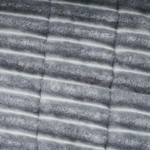 Striped Plush <b>Weighted</b> <b>Blanket</b> Grey Polyester Fiber Autumn Winter Home Use Custom Sizes Machine Washable - Product Image 3
