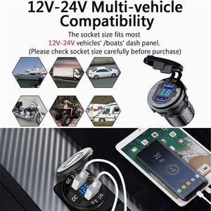 חם כפול מכירה חם qc3.0 USB מטען נייד שקע USB עם תצוגת מתח יציאה 18w עבור אוטובוס Rv-12 24v - Product Image 3