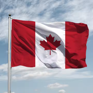 Высококачественные оптовые полиэстеровые флаги Канады, индивидуальные бело-красные флаги с двумя латунными кольцами - Product Image 3