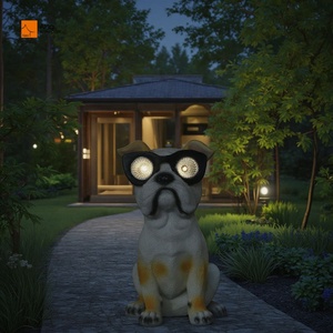 Cartone animato simulazione animale palla solare incandescente <span class=keywords><strong>tutti</strong></span> <span class=keywords><strong>i</strong></span> tipi di cane in resina artigianato per balcone ornamenti da giardino cucciolo cane luce solare - Product Image 2