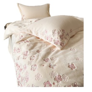 Winter Princess Style Milk Fleece Four-Piece <b>Bedding</b> <b>Set</b> With Embroidered Flowers Warmth Anti-static - Product Image 5