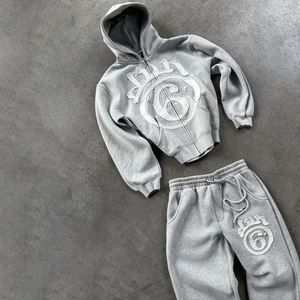 Conjunto de Ropa Deportiva Casual de Otoño para Hombre, Personalizado en 3D, con Sudadera con Capucha y Pantalones Deportivos Holgados con Cierre y Estilo Vintage Desgastado - Product Image 2