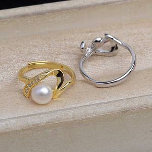 แหวนเงินแท้ S925 แบบวงแหวนแยกส่วน ปรับขนาดได้ สำหรับทำเครื่องประดับ DIY ตกแต่งด้วยไข่มุก 7-8 เม็ด อุปกรณ์ตกแต่งเครื่องประดับ - Product Image 3