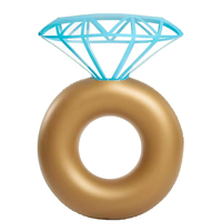 PVC écologique Nouveau design Anneau flottant de natation en diamant doré Jouets de fête de l'eau en plein air Anneau gonflable de natation Boîte de couleur OEM