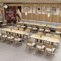 Nouveau design meubles de restaurant en forme de U en bois et cuir canapé chaise tables rondes stand sièges design cabines d'angle à vendre