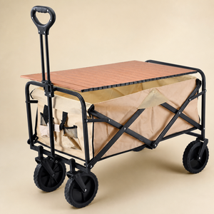 Chariot <span class=keywords><strong>de</strong></span> camping et pique-nique <span class=keywords><strong>pliable</strong></span> en acier inoxydable, 4 roues, portable, <span class=keywords><strong>pliable</strong></span>, noir, <span class=keywords><strong>remorque</strong></span> en tissu 600D, pour le rangement, les courses et la <span class=keywords><strong>plage</strong></span> - Product Image 1
