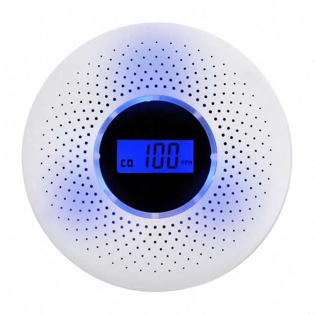 Hot 2 In 1 LCD Display Carbon Monoxide & Smoke Combo Detector Battery Operated CO Alarm With LED Light Flashing Sound Warning