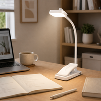 Lampe de lecture LED flexible rechargeable à clip, blanc chaud, intensité réglable, écologique, portable, pour chevet, bureau, chambre, camping