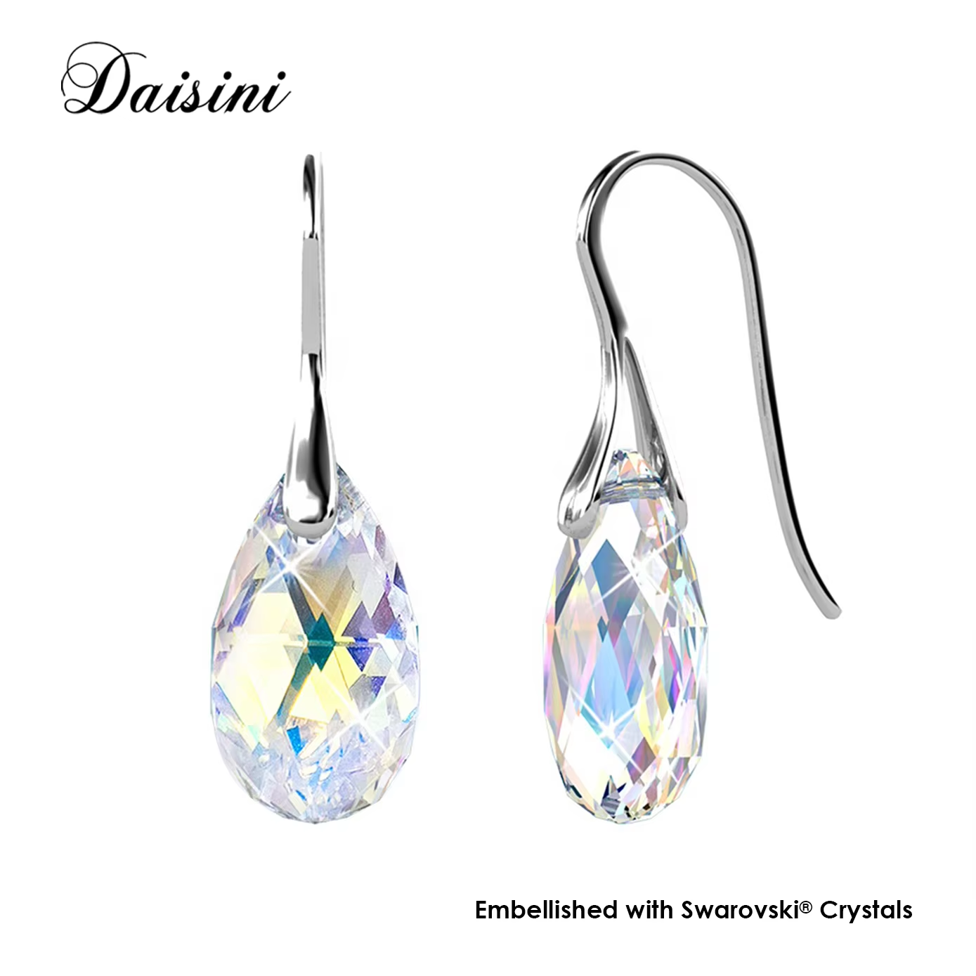 S925 AB Color 18k White Gold Plated Earrings