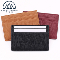 Dompet Kartu Desain Baru Berkualitas Tinggi Logo Kustom Minimalis Tipis Kulit Asli Anti RFID Tempat Kartu Kredit Bisnis