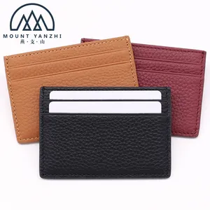 New Design High Quality Genuine Leather Slim Credit Card Holder Money Clip Business ID Card Wallet RFID Blocking