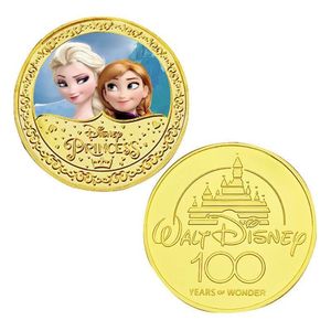 5 Monete d'Oro Principessa <span class=keywords><strong>Elsa</strong></span> Anime Americane, Monete Commemorative Frozen, Monete Metalliche Cartoon, Regali da Collezione - Product Image 2