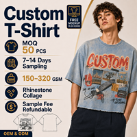 T-shirt personnalisé pour homme avec strass, manches courtes, col rond, effet délavé, style vintage streetwear, imprimé collage – Fournisseur