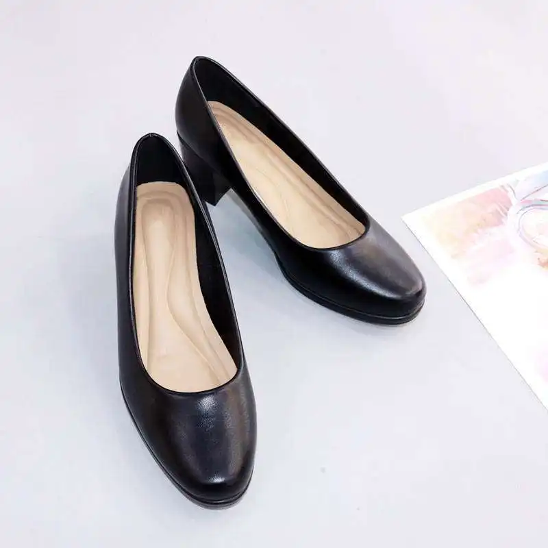 2022 Heels Women Formal Dress Shoes Block Heel Ladies Office Shoes Women Black School Shoes With Heel For Girls