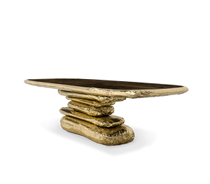 Juego de Comedor de Cobre de Lujo, Diseño Italiano Moderno, Dorado, 6 Sillas, Mesa de Comedor de Lujo, DV-STONEHENGE-02-BOCAS Luxur - Product Image 1