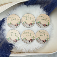 Cartes de développement mensuel pour nouveau-né sur le thème de la montagne de buffles Pafu, avec des ballons de fleurs de cactus et des buffles, accessoires photo pour le placard du bébé