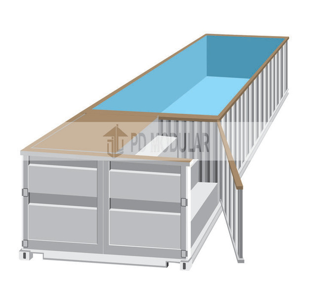 Factory Finished 20 ft and 40 ft Portable Mobile Outdoor Ground Clear Steel Container Pool for Adults