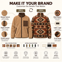 Veste polaire Sherpa entièrement zippée pour homme, réversible, style sud-ouest, manteau d'hiver tissé, fournisseur en gros personnalisé pour l'extérieur