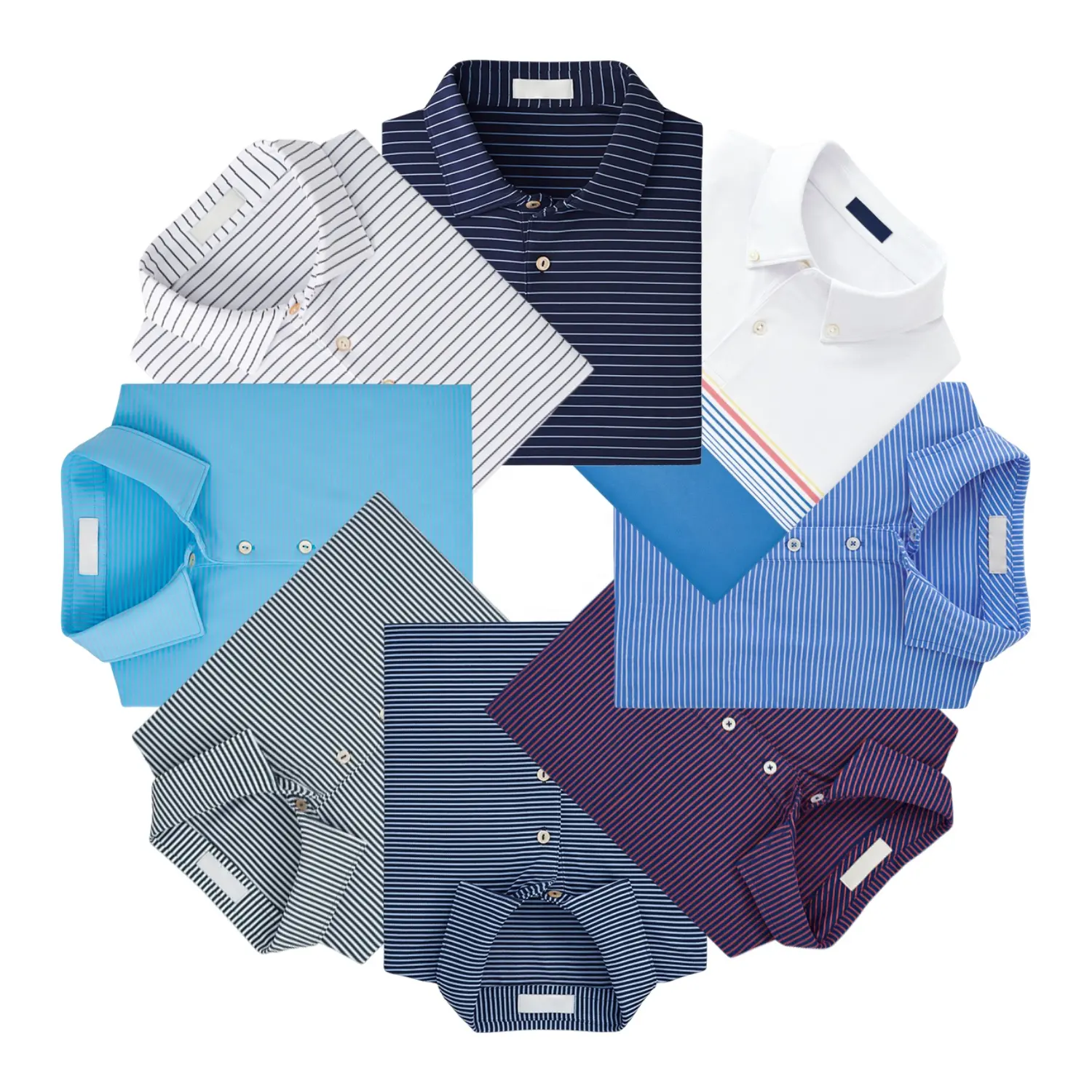 Custom logo pattern all over sublimation printing polo shirt nylon high quality striped golf polo shirt for men