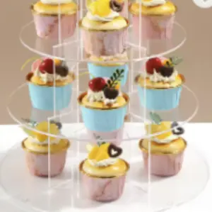 Soporte transparente para cupcakes de niveles soporte acrílico transparente redondo para cupcakes de alta calidad